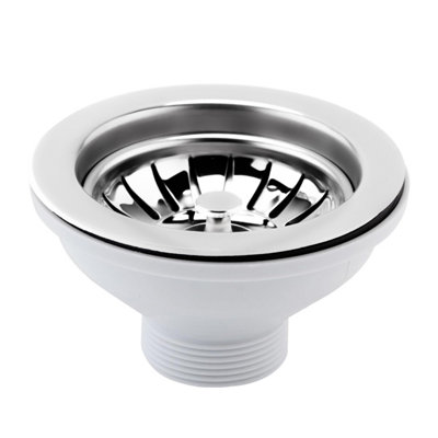 B&Q -  Stainless Steel Kitchen Sink Strainer Waste Kit With 90mm Basket And 1-1/2 Inch Drain Pipe