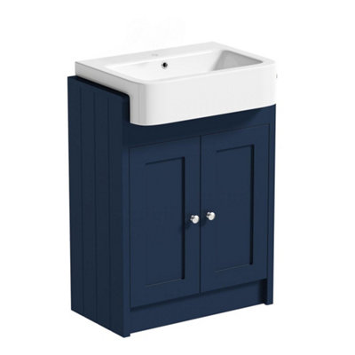 Belofay Vanity Unit With Basin600mm Floor-Standing Bathroom Cabinet In High Matt Blue1 Tap Hole Ceramic Basin from B&Q