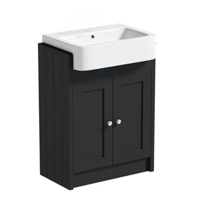 Belofay Vanity Unit With Basin600mm Floor-Standing Bathroom Cabinet In High Matt Grey1 Tap Hole Ceramic Basin from B&Q
