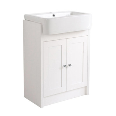 Belofay Vanity Unit With Basin600mm Floor-Standing Bathroom Cabinet In High Matt White1 Tap Hole Ceramic Basin from B&Q