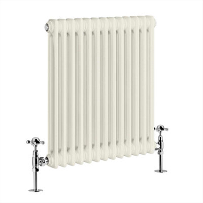 B&Q -  Cream Double Column Horizontal Cast Iron Radiator(H) 600 X (W) 590mm