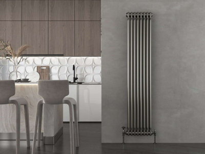 G-Rad Raw Metal Triple Column Vertical Cast Iron Radiator(H) 1800 X (W) 375mm from B&Q