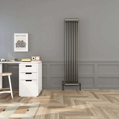 G-Rad Raw Metal Double Column Vertical Cast Iron Radiator(H) 1800 X (W) 370mm from B&Q