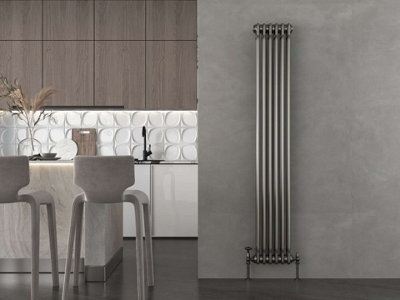 G-Rad Raw Metal Triple Column Vertical Cast Iron Radiator(H) 1800 X (W) 285mm from B&Q