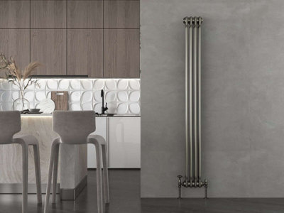 G-Rad Raw Metal Triple Column Vertical Cast Iron Radiator(H) 1800 X (W) 200mm from B&Q