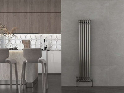G-Rad Raw Metal Triple Column Vertical Cast Iron Radiator(H) 1500 X (W) 285mm from B&Q