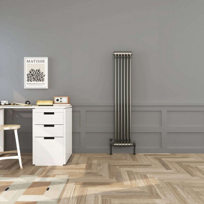 G-Rad Raw Metal Double Column Vertical Cast Iron Radiator(H) 1500 X (W) 285mm from B&Q