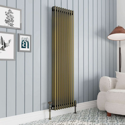 G-Rad Antique Brass Triple Column Vertical Cast Iron Radiator(H) 1800 X (W) 465mm from B&Q