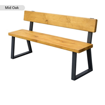B&Q -  Sleek & Slender Reclaimed Bench With BackMid Oak