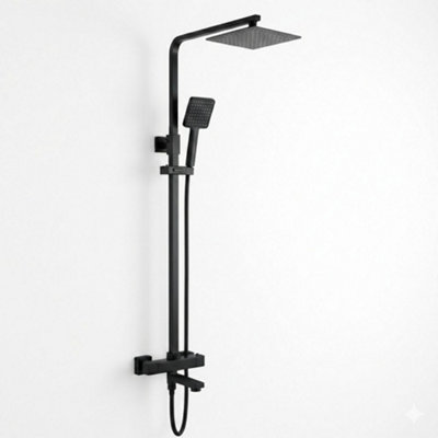 ARKO BATHROOM Arko Thermostatic Mixer Shower With Bath Filler TapRainfall & Handheld Shower Set ,thermostatic Bath & Shower SystemBlack