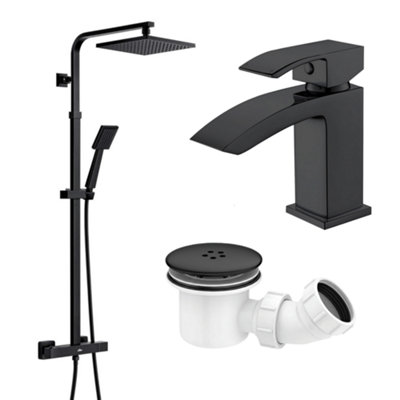ARKO BATHROOM Arko Basin Mixer Tap And Mixer Shower Set With Shower WasteWaterfall Bathroom Sink Taps And Shower With WasteBathroom Taps Set from B&Q
