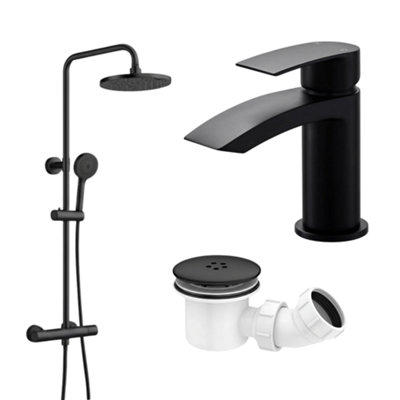 ARKO BATHROOM Arko Basin Mixer Tap And Mixer Shower Set With Shower WasteWaterfall Bathroom Sink Taps And Shower With WasteBathroom Taps Set from B&Q