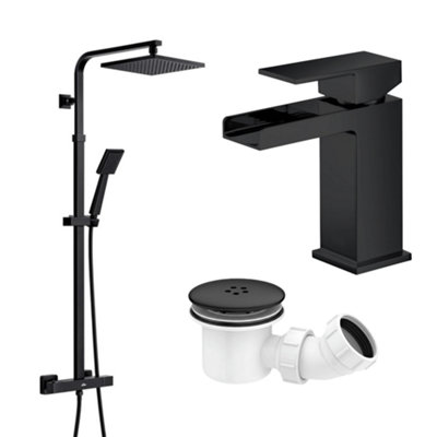 ARKO BATHROOM Arko Basin Mixer Tap And Mixer Shower Set With Shower WasteWaterfall Bathroom Sink Taps And Shower With WasteBathroom Taps Set from B&Q