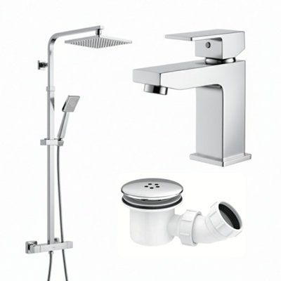 ARKO BATHROOM Arko Basin Mixer Tap And Mixer Shower Set With Shower WasteWaterfall Bathroom Sink Taps And Shower Tap With WasteBathroom Taps from B&Q