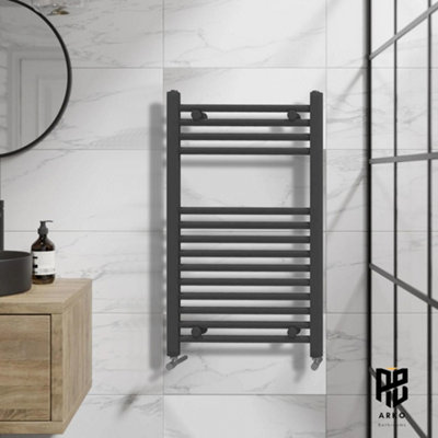 ARKO BATHROOM Arko Heated Towel RailsTowel RadiatorWall Mounted Ladder Radiators 400X800mm ,black from B&Q