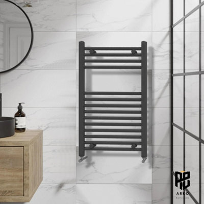 ARKO BATHROOM Arko Heated Towel RailsTowel RadiatorWall Mounted Ladder Radiators 500X800mmBlack from B&Q