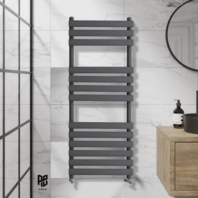 ARKO BATHROOM Arko Towel RadiatorHeated Towel RailsWall Mounted Ladder Radiators 450X1200mmAnthracite from B&Q