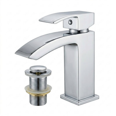 ARKO BATHROOM Arko Basin Mixer Tap  Waterfall With Pop Up WasteSlotted Bathroom Sink Tap Brass ,chrome from B&Q