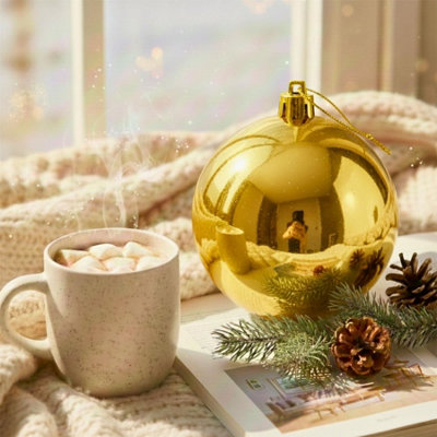 Shatchi 25Cm Dark Gold Glossy Christmas BaublePremium Bauble & Home Décor Ornament from B&Q