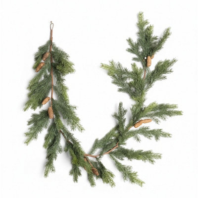 Shatchi 180Cm Fir Garland Pe Realistic Pine Cone Greenery Holiday Christmas Decoration For DoorsMantels & Stairways from B&Q