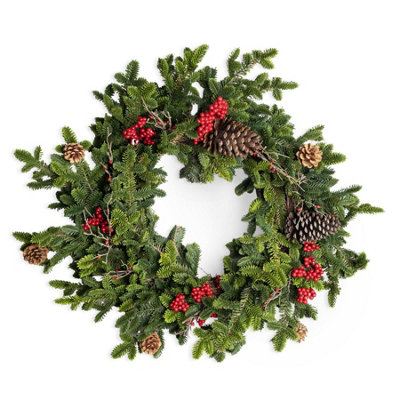 Shatchi Fir Christmas Wreath 80Cm Pe Material Artificial R Wreath Fire Resistant Wire Wreath For Festive Door Decor from B&Q
