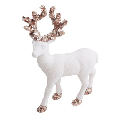B&Q -  20Cm White Velvet Deer Ornament
