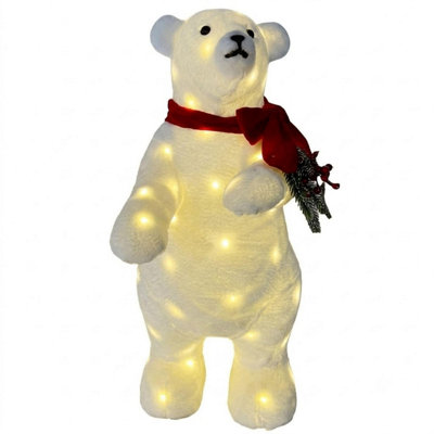 B&Q -  60Cm Battery Operated 50 Led Light Up Polar Bear Christmas DecorationWarm White