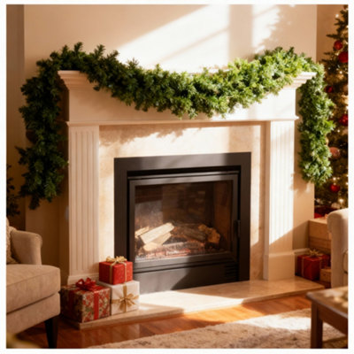 Shatchi Green Alaskan Christmas Garland - Thick, Bushy Festive Décor 16M