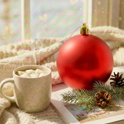 Shatchi 20Cm Red Mat Christmas BaublePremium Bauble & Home Décor Ornament from B&Q