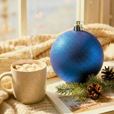 Shatchi 20Cm Dark Blue Glitter Christmas BaubleChristmas Tree & Home Décor Ornament from B&Q
