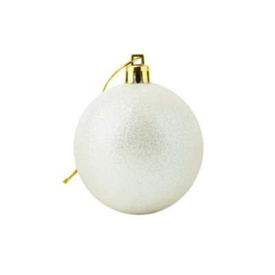Shatchi 20Cm White Glitter Christmas BaubleChristmas Tree & Home Décor Ornament from B&Q