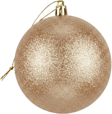 Shatchi 20Cm Champange Glitter Christmas BaubleChristmas Tree & Home Décor Ornament from B&Q