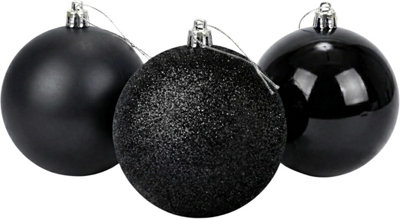 Shatchi Set Of 320Cm Black Christmas Baubles (GlossyMatteGlitter) Décor Pack from B&Q
