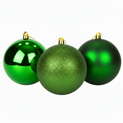Shatchi Set Of 320Cm Dark Green Christmas Baubles (GlossyMatteGlitter) Décor Pack from B&Q
