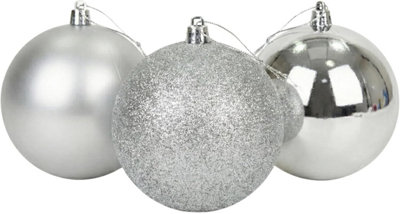Shatchi Set Of 320Cm Silver Christmas Baubles (GlossyMatteGlitter) Décor Pack from B&Q