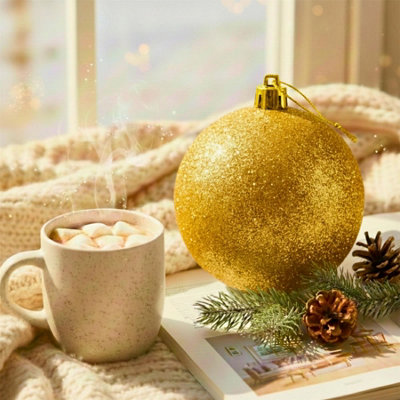 Shatchi 25Cm Dark Gold Glitter Christmas BaubleChristmas Tree & Home Décor Ornament from B&Q