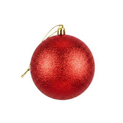 Shatchi 25Cm Red Glitter Christmas BaubleChristmas Tree & Home Décor Ornament from B&Q