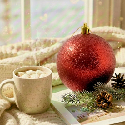 Shatchi 25Cm Dark Red Glitter Christmas BaubleChristmas Tree & Home Décor Ornament from B&Q