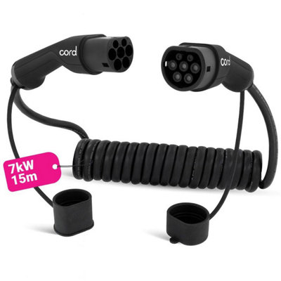 Cord Coiled 15M Ev Charging Cable 230V 32A 7.4Kw Portable Fast Charger Uk Plug from B&Q