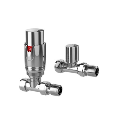 Kai Bathrooms Straight Thermostatic Chrome Radiator Valves (Pair) from B&Q