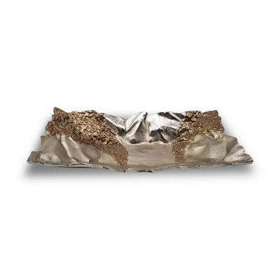 Elm Home And Garden Large Aluminium Tray Bowl Ornament - Bronze Silver - Image 3
