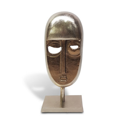 Elm Home And Garden Abstract Mask Sculpture - Aluminium - Bronze Silver - 40cm - Image 4