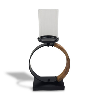 Modern Loop Candle Holder Lantern Ornament And Home Accessory In Black Powder Coat 43Cm Height from B&Q