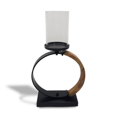 Tall Loop Candle Holder Lantern Ornament And Home Accessory In Black Natural 55Cm Height from B&Q