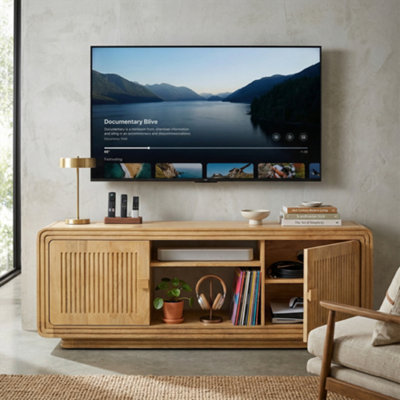  - Elm Home And Garden Hudson Solid Mango Wood Tv Unit Natural 50Cm H X 140Cm W X 40Cm D