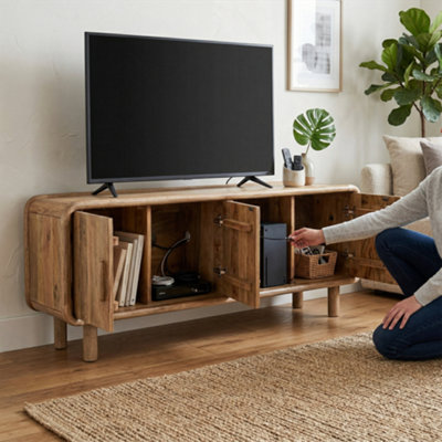  - Elm Home And Garden Chelsea Solid Mango Wood Tv Unit Natural 55Cm H X 140Cm W X 40Cm D