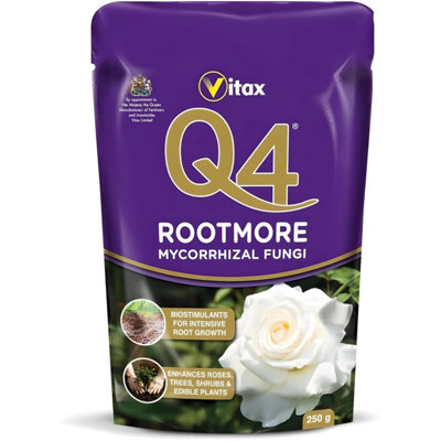  - Vitax Q4 Rootmore 250G Rooting Fertiliser With Mycorrhizal Fungi For Strong Roots In Young Plants Shrubs And Trees