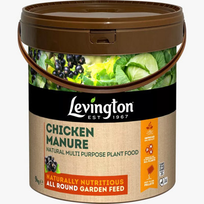 Levington Chicken Manure 9Kg Organic Pellet Fertiliser Npk 2-2-2 For Vegetables Flowers Fruit Trees Shrubs And Lawns from B&Q