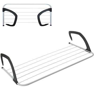  - Deluxe Radiator Clothes Airer 5 Bar White Folding Drying Rack 1 Piece Compact Indoor Laundry Solution