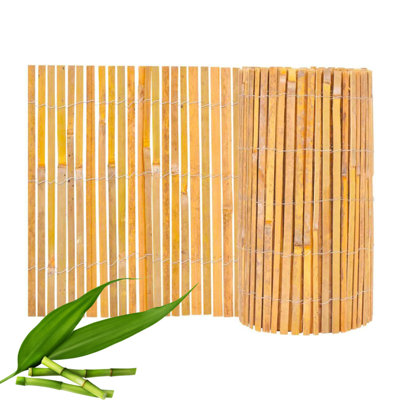 Bamboo Slat Fence Privacy Screening Roll H 1.2M X L 4M Natural Garden Divider Panel Outdoor Border from B&Q